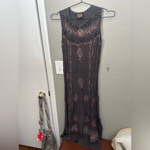 Embroidered Black and Pink Dress